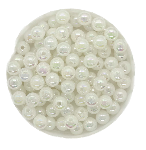 Perla plástica tornasol 6 mm #78 blanco