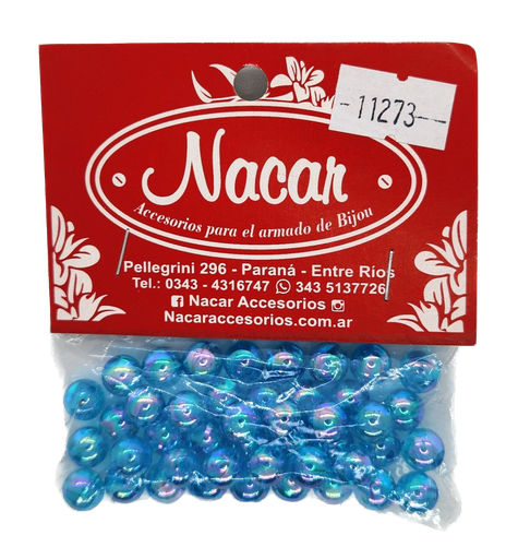 Perla plástica tornasol 8 mm #26 celeste