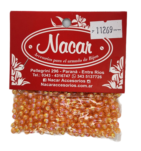 Perla plástica tornasol 4mm #7 naranja