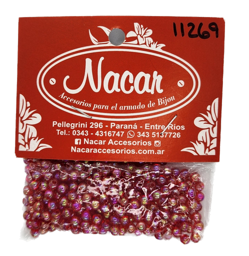 Perla plástica tornasol 4mm #6 rojo