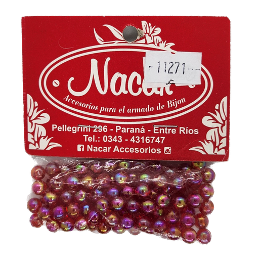 Perla plástica tornasol 6mm #6 rojo