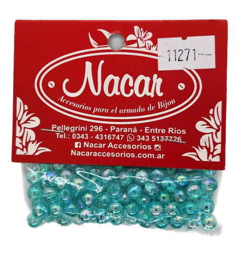Perla plástica tornasol 6 mm #11 turquesa