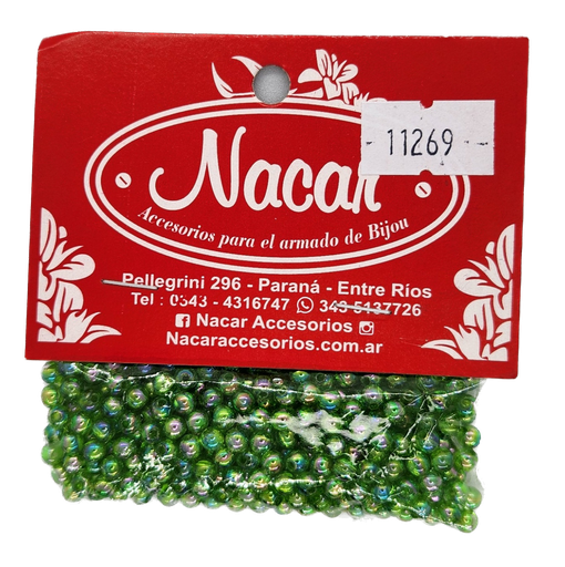 Perla plástica tornasol 4mm #18 verde