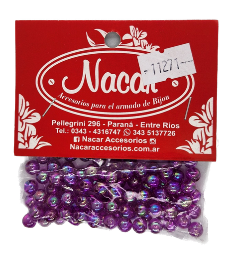 Perla plást. lila tornasol 6 mm #28