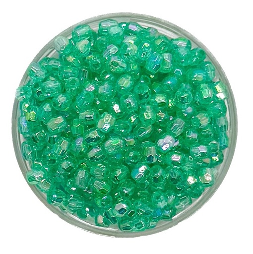 [10212] Perla transparente AB hex. verde agua 4mm x 10gr.