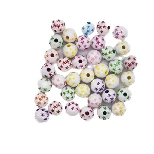 [11663] Plástico bolita blanca c/estrellas color 8mm x 15gr.