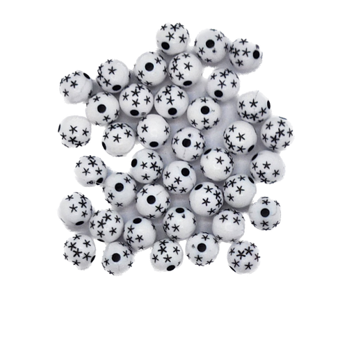 [11663] Plástico bolita blanca c/estrellas negras 8mm x 15gr.