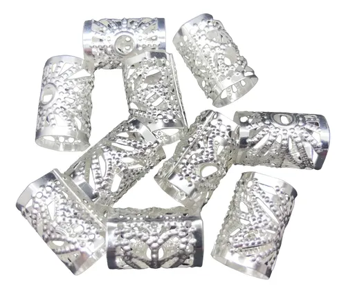 [10786] Rings p/trenzas 9mm x 25un plateadas