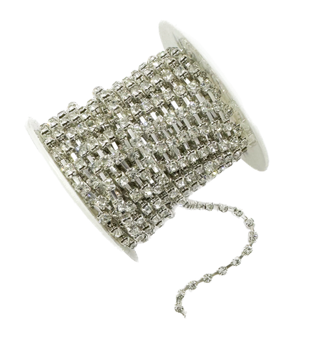 [111441] Strass cristal base plata #cristal SS16 x 1mt.