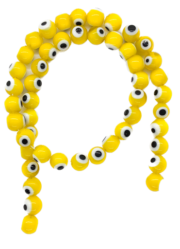 Ojos turcos vidrio bolita 8mm amarillo 