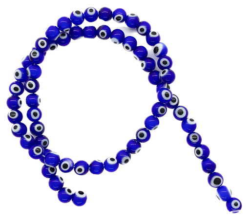[11721] Tira ojos turcos vidrio bolita 6mm azúl 
