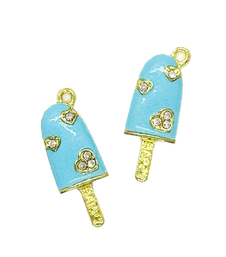 [12239] Dije helado strass metal gold celeste x 1 un.