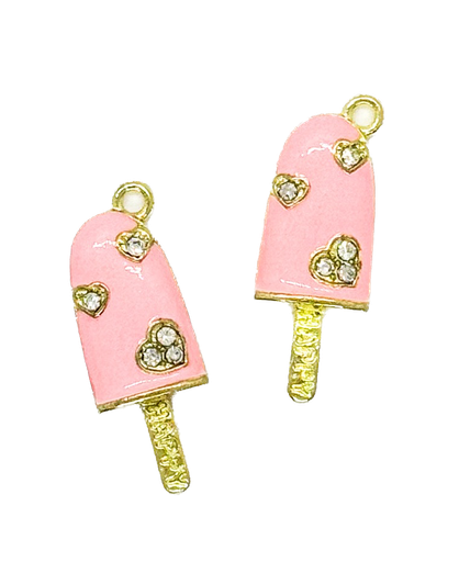 [12239] Dije helado strass metal gold rosa x 1 un.