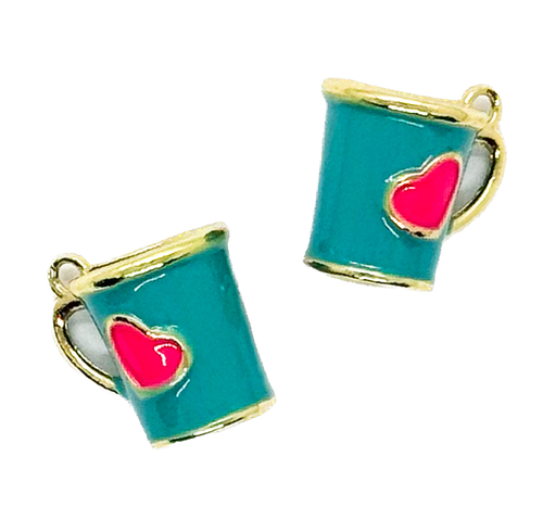 [12238] Dije metal gold taza corazón aqua x 1 un.