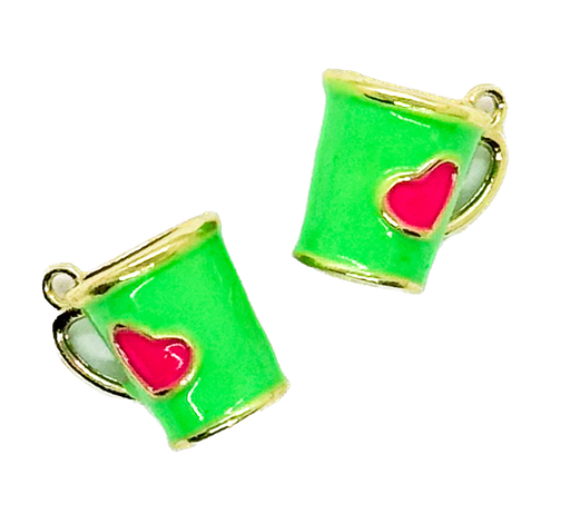 [12238] Dije metal gold taza corazón verde x 1 un.