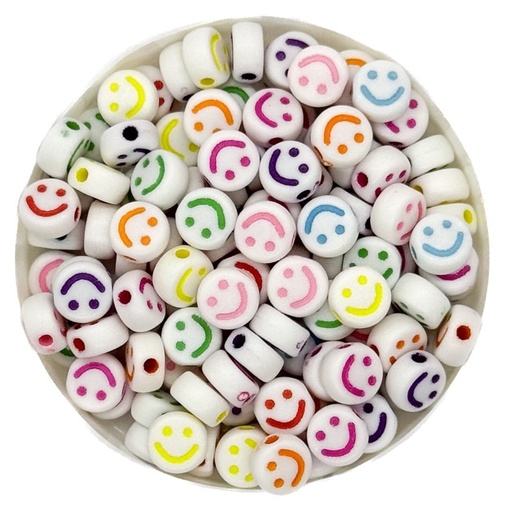 [10875] Plástico smile plana 7mm blanco c/color x 10gr