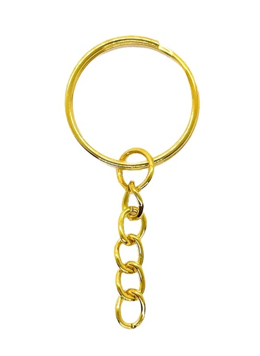 Argolla de llavero c/cadena 25mm dorada 