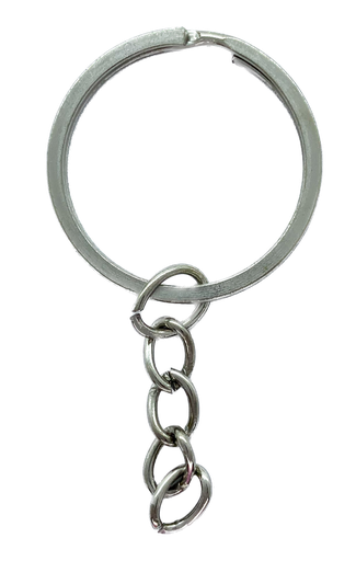 Argolla de llavero plana con cadena níquel 25mm