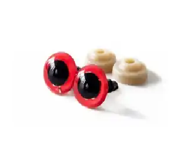 [12145] Ojos plásticos rojo con tarugo y seguridad 10mm x 10 U #2