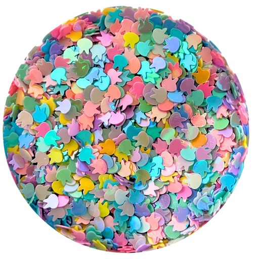 [11114] Mini lentejuela conejo multicolor pastel x 10gr