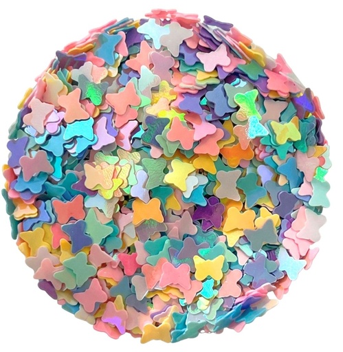 [11114] Mini lentejuela mariposa multicolor pastel x 10gr