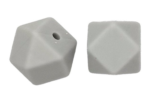 [12244] Cuenta octogonal silicona 15x15mm gris x 2 un.