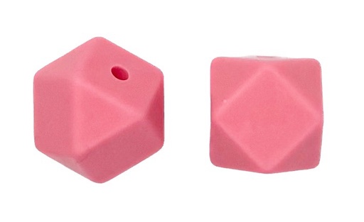 [12244] Cuenta octogonal silicona 15x15mm rosa dior x 2 un.