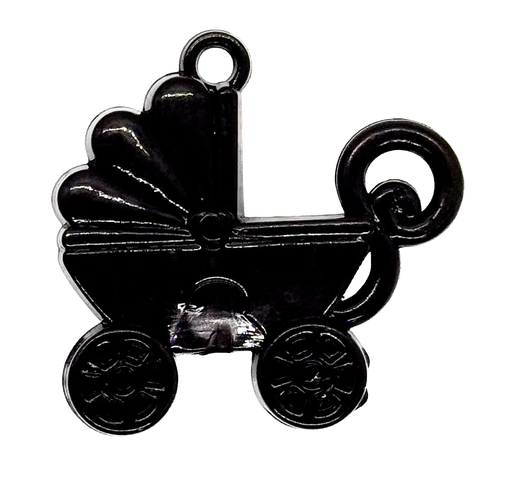[10665] Dije acrílico cochecito bebé negro x 2 un.