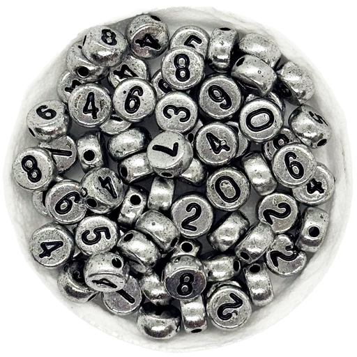[11647] Plástico números plano 7mm plateado x 10 grs.