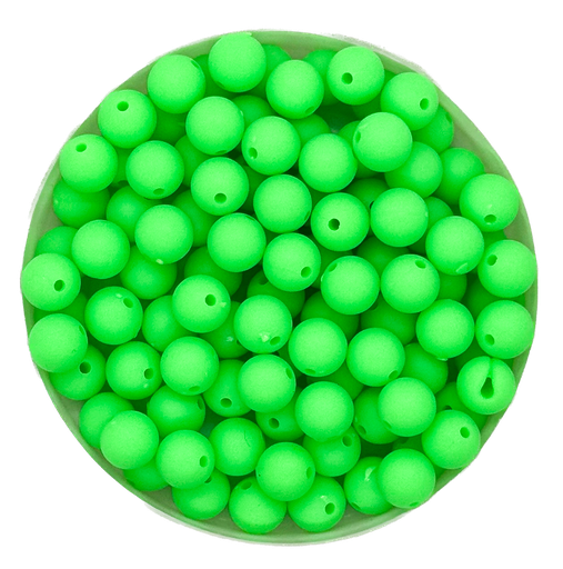 Bolita acrílico engomada verde flúor 6mm