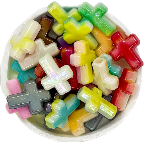 [12284] Plástico nacarado cruz pasante multicolor x 10gr