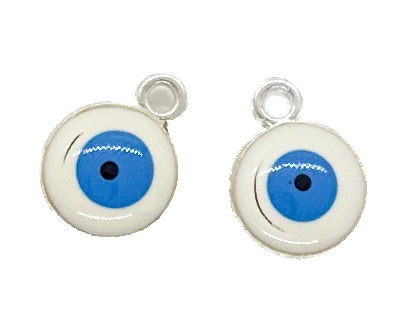 [12130] Dije ojo turco esmaltado blanco 10mm x 2 un.