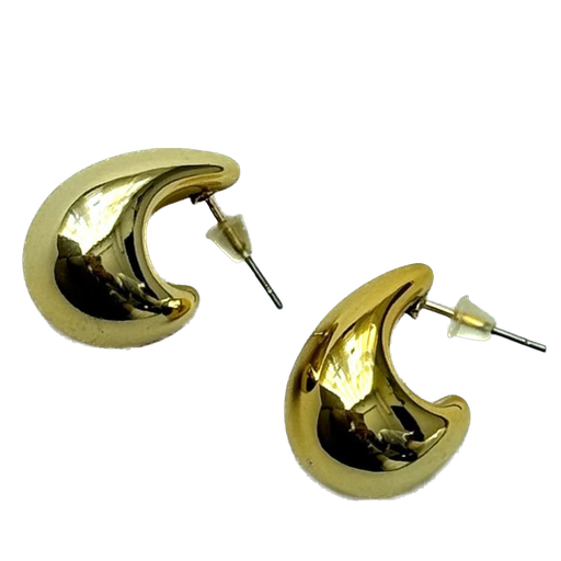 [11004] Aro CCB con base de acero liso mediano dorado x par 