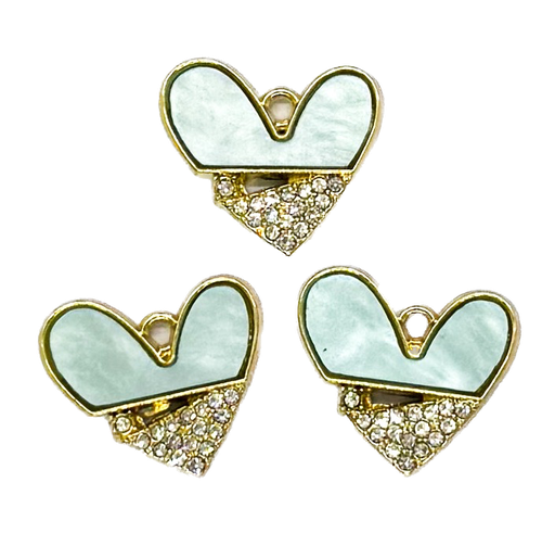 [E1007] Dije esmaltado gold corazón c/strass x 1 un.  