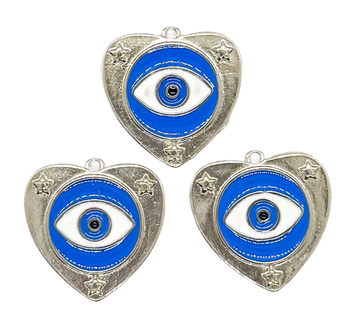 [E50360] Dije esmaltado niquel corazón ojo turco azúl #1  x 1un. 