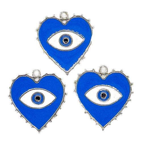 [E60360] Dije esmaltado niquel corazón ojo turco azúl #2 x 1un.  