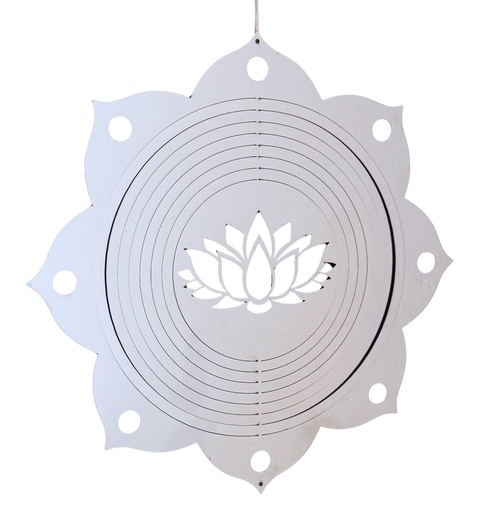 [12225] Mandala viento acero inoxidable flor de loto 22cm 