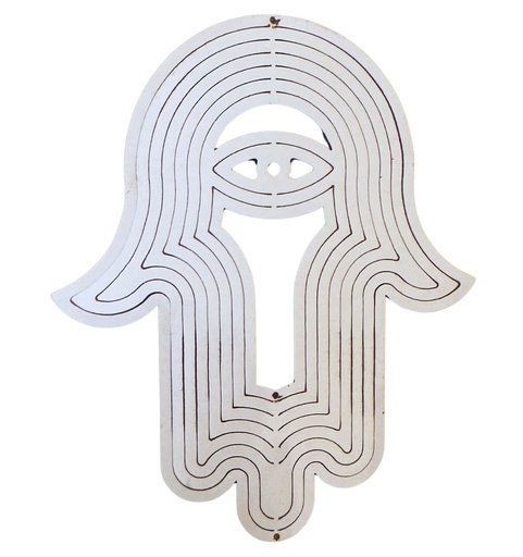 [12225] Mandala viento acero inoxidable hamsa 10cm 