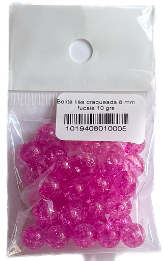 [10194] Bolita lisa craquelada 8 mm fucsia 10 grs   