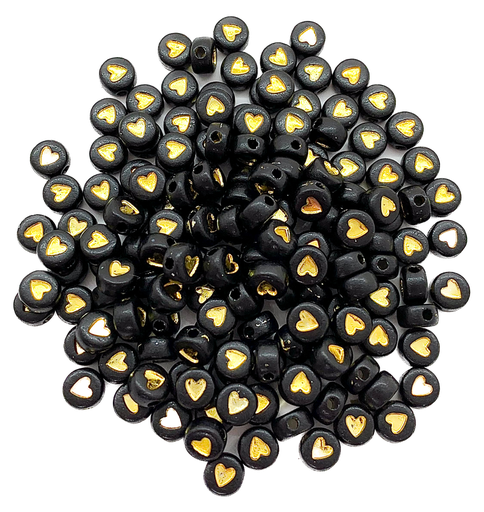 [11681] Corazón plano 7mm negro c/dorado x 10 gr. 