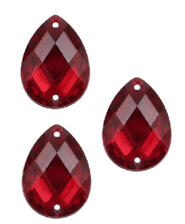 [10952] Gema acrílica gota 13x18mm rojo x 25 un.  