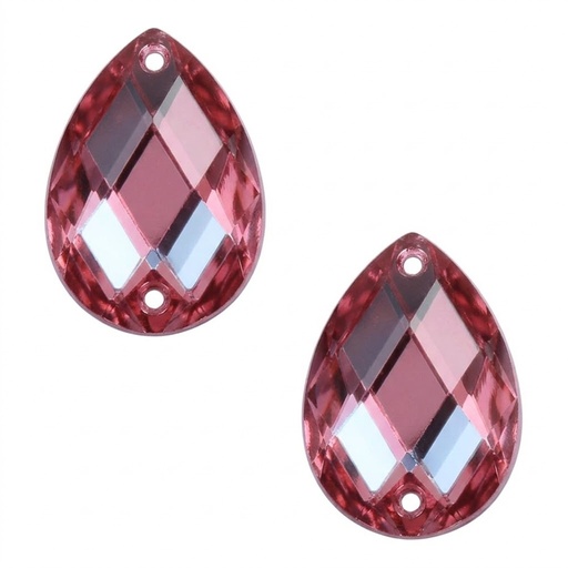 [10843] Gema acrílica gota 10x14mm rosa x 100 un.   
