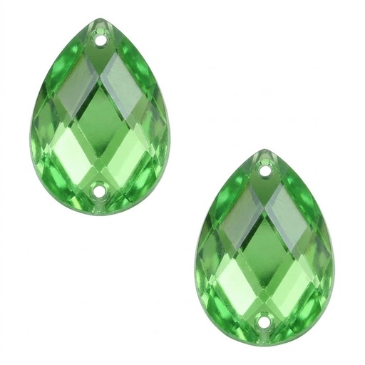 [10843] Gema acrílica gota 10x14mm verde manzana x 100 un.     