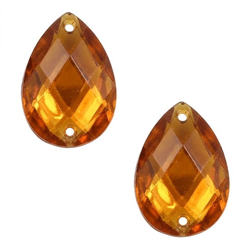 [10843] Gema acrílica gota 10x14mm dorado x 100 un.      