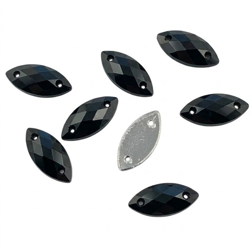 [10964] Gema acrílica navette 7x15mm negra x 25 un. 