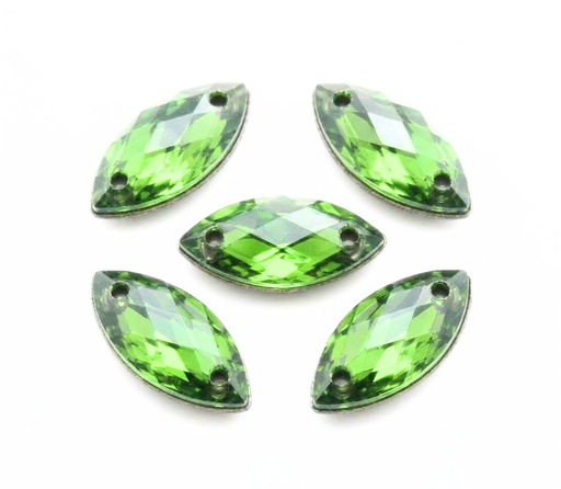 [10878] Gema acrílica elíptica 20x40mm verde manzana x 10 un.   