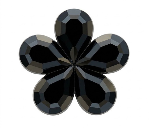 [10891] Gema acrílica flor Nro21. 20x20mm negra x 30 un.