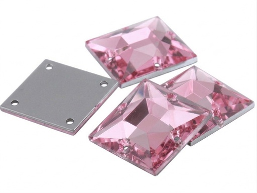 [10885] Gema acrílica cuadrada 25x25mm rosa x 10 un.  