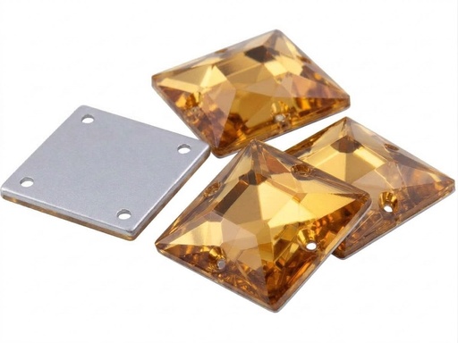 [10885] Gema acrílica cuadrada 25x25mm dorado x 10 un.   