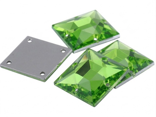 [10885] Gema acrílica cuadrada 25x25mm verde manzana x 10 un.  